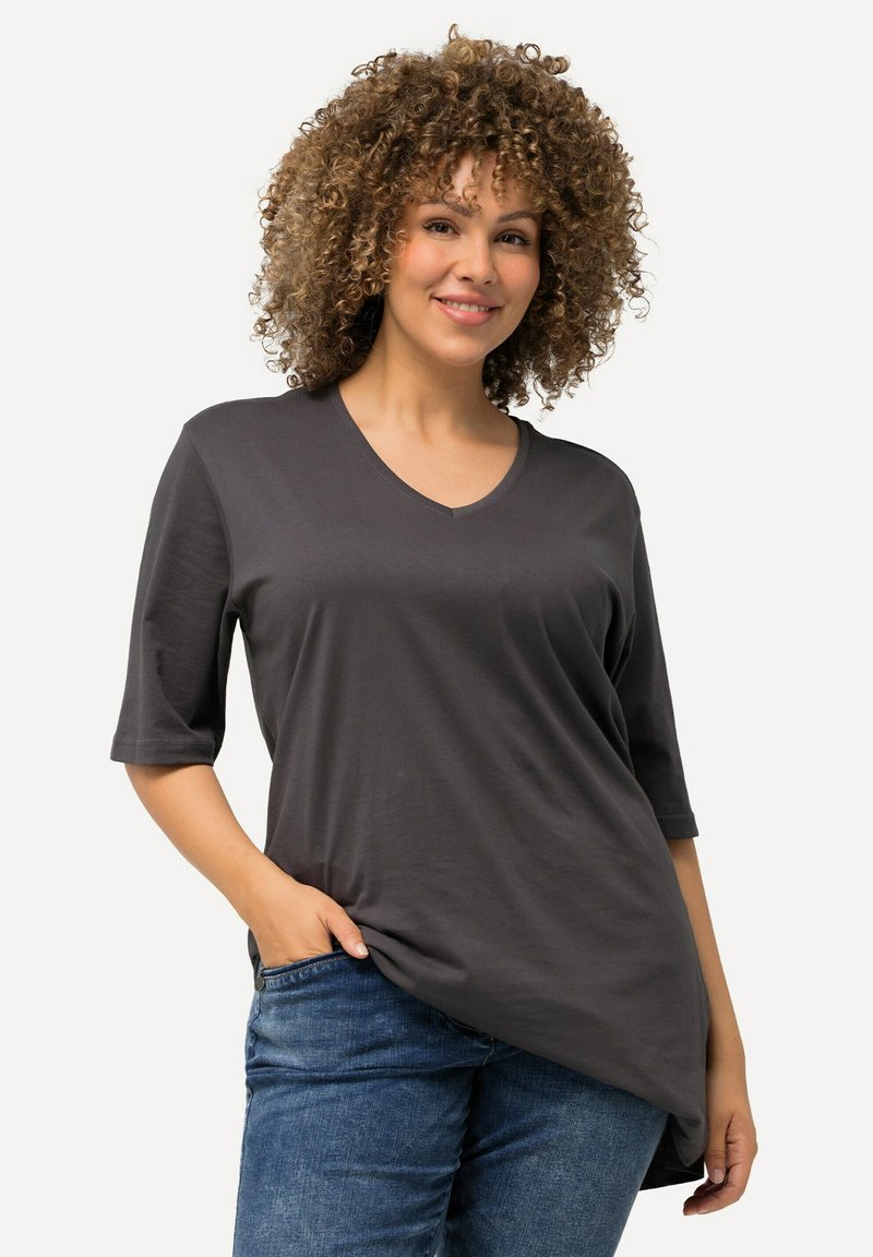 Ulla Popken Shirt V-Ausschnitt Relaxed Langarm Women's Long