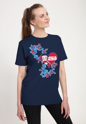 BETTY BOOP AMERICANA USA STARS HEART - Camiseta estampada - navy blue