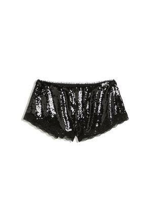 Bershka, FLUID SEQUINNED LACE - SHORTS - Short - black