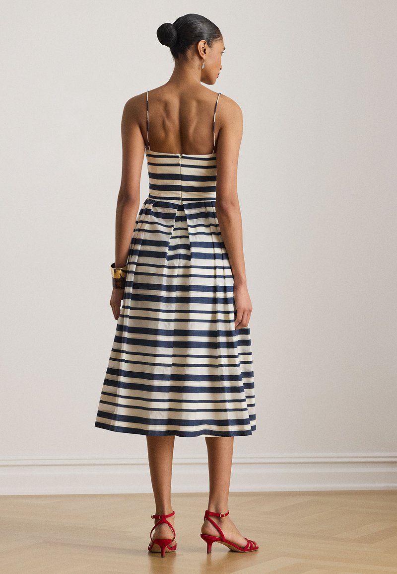 Lauren Ralph Lauren STRIPED SATIN SLEEVELESS COCKTAIL DRESS - Cocktail dress  / Party dress - navy/cream multi/dark blue - Zalando.ie