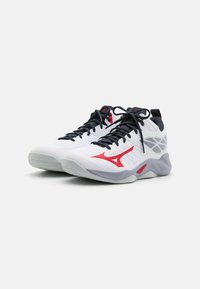 Mizuno WAVE DIMENSION MID - Volejbalové boty - white/salsa/black