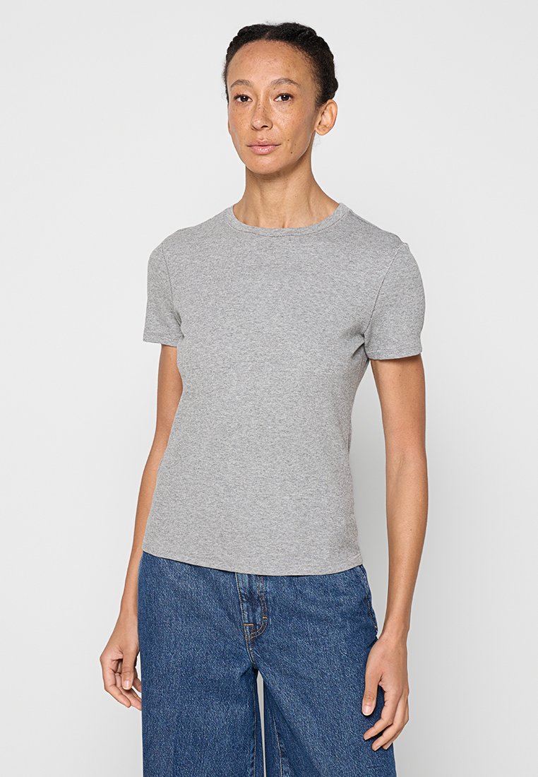 Mango T-shirt basic grijs