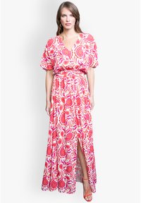 HotSquash SPLIT FRONT - Velika haljina - red white paisley swirl