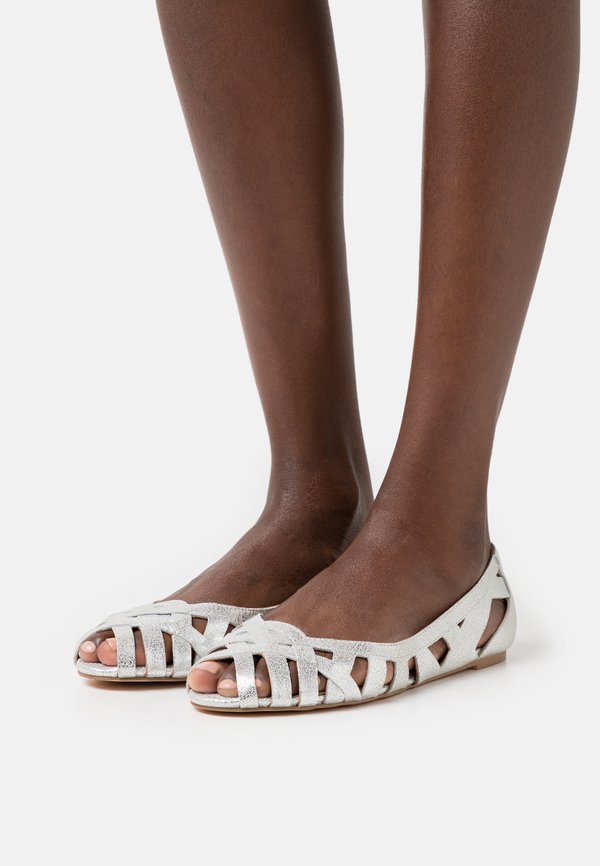 LEATHER - Peeptoe ballet pumps - silver