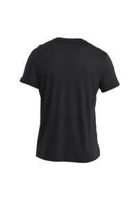 Camiseta negra de manga corta con cuello redondo. Hecha de una tela suave y ligera. Presenta un dobladillo plano y un diseño minimalista sin gráficos.
