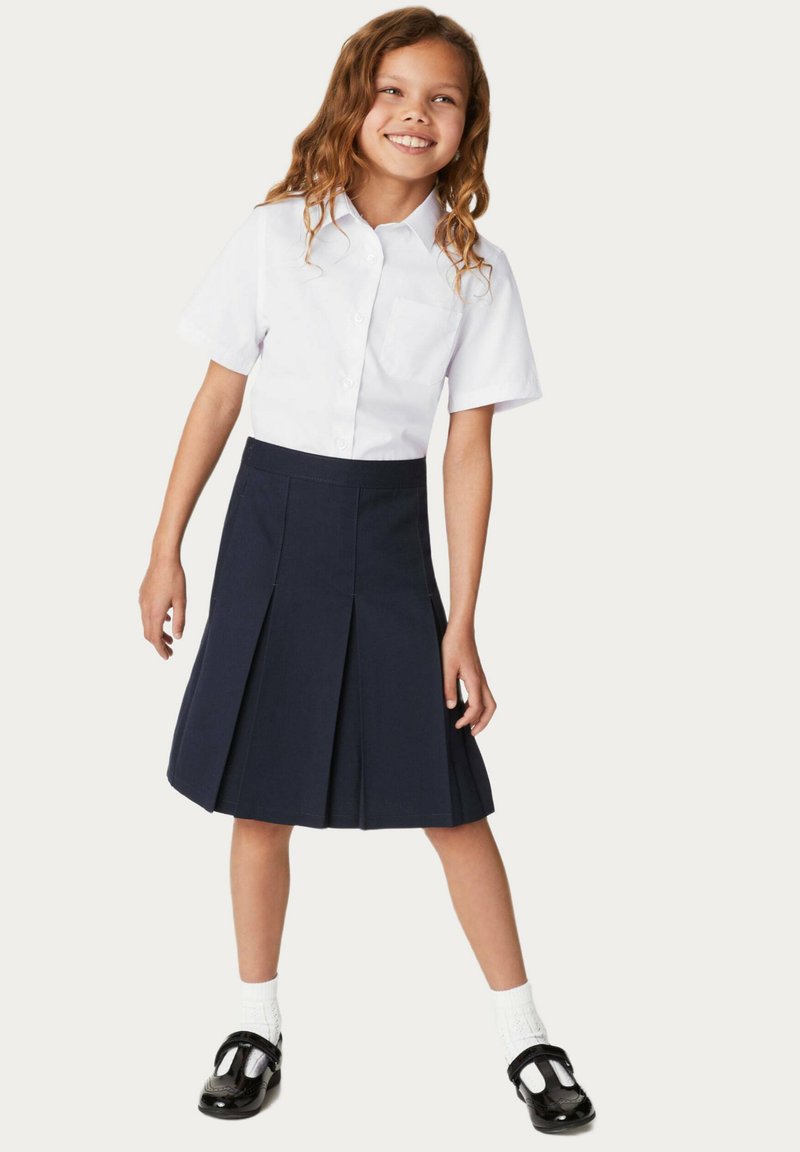 Marks & Spencer PERMANENT PLEAT - Falda acampanada - navy