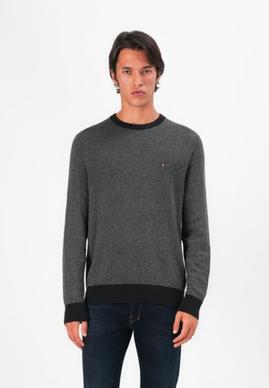 PIMA HERRINGBONE CREW - Pullover - black/medium grey