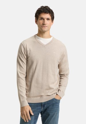 PULLOVER V-NECK - Maglione - beige-meliert