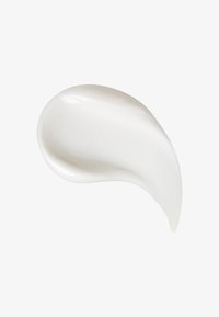 Lotion blanche crémeuse avec une texture lisse et semi-fluide, en forme de goutte, présentant une finition brillante.