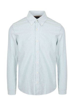 Gestreepte button-up shirt in lichtblauw en wit. Katoenen stof, lange mouwen, standaard kraag en knoopsluiting. Gestructureerde streepdetails.
