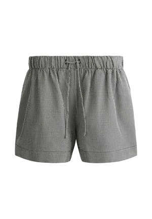 Shorts à taille élastique en vichy noir et blanc avec cordon de serrage et ourlets retroussés.
