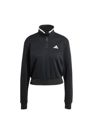 adidas Sportswear ESSENTIALS COLOR POP CROP QUARTER-ZIP TRACK - Sweatshirt - black