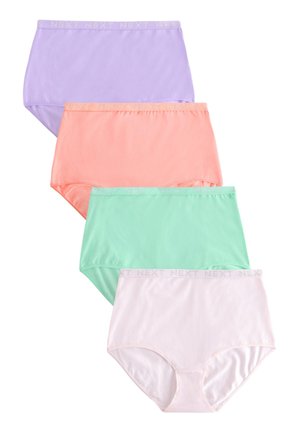 Kobieta nosząca miętową bieliznę z wysokim stanem i błyszącą gumką z logo "NEXT", pokazana od tyłu, ręka oparta na biodrze.