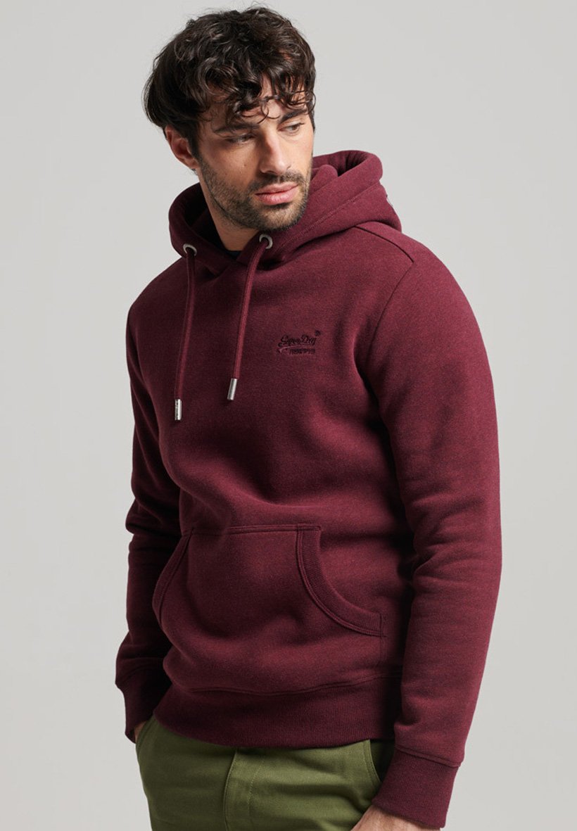 Superdry VINTAGE LOGO EMB - Kapuzenpullover - track burgundy marl/rot -  Zalando.de