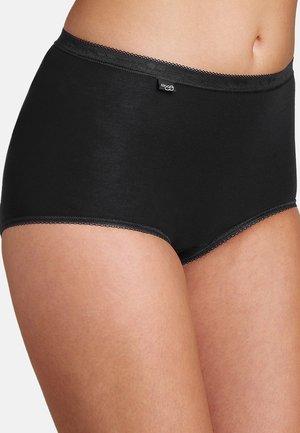 Slip neri a vita alta realizzato in tessuto morbido. Presenta un bordo ondulato lungo l'elastico della vita e le aperture delle gambe per un finish liscio.