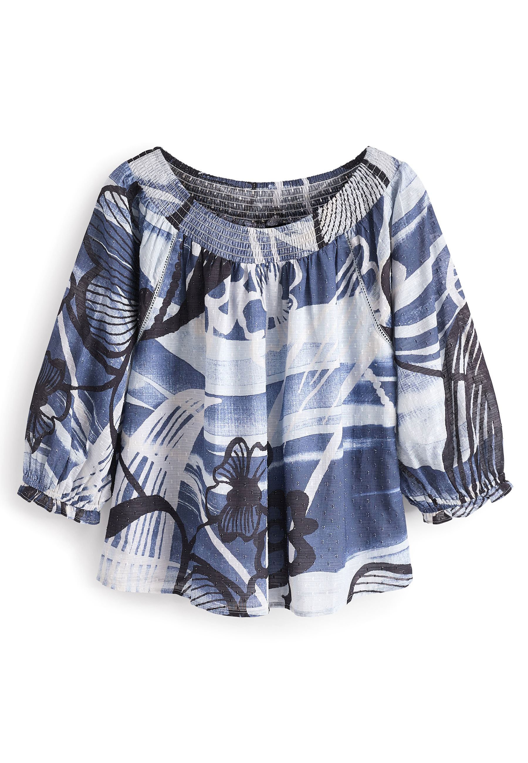 Next HALF SLEEVE - Blouse - blue floral 