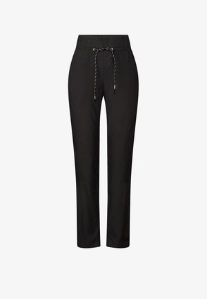 Sorte joggerbukser i blødt stof, med elastisk talje og snøre samt slim-fit tapered ben.
