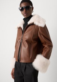 Marc Cain Lederjacke - dark chestnut brown