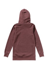Sweat à capuche en bordeaux, fabriqué en tissu doux. Doté de poignets et d'un ourlet côtelés, avec une texture lisse et un design simple et classique.