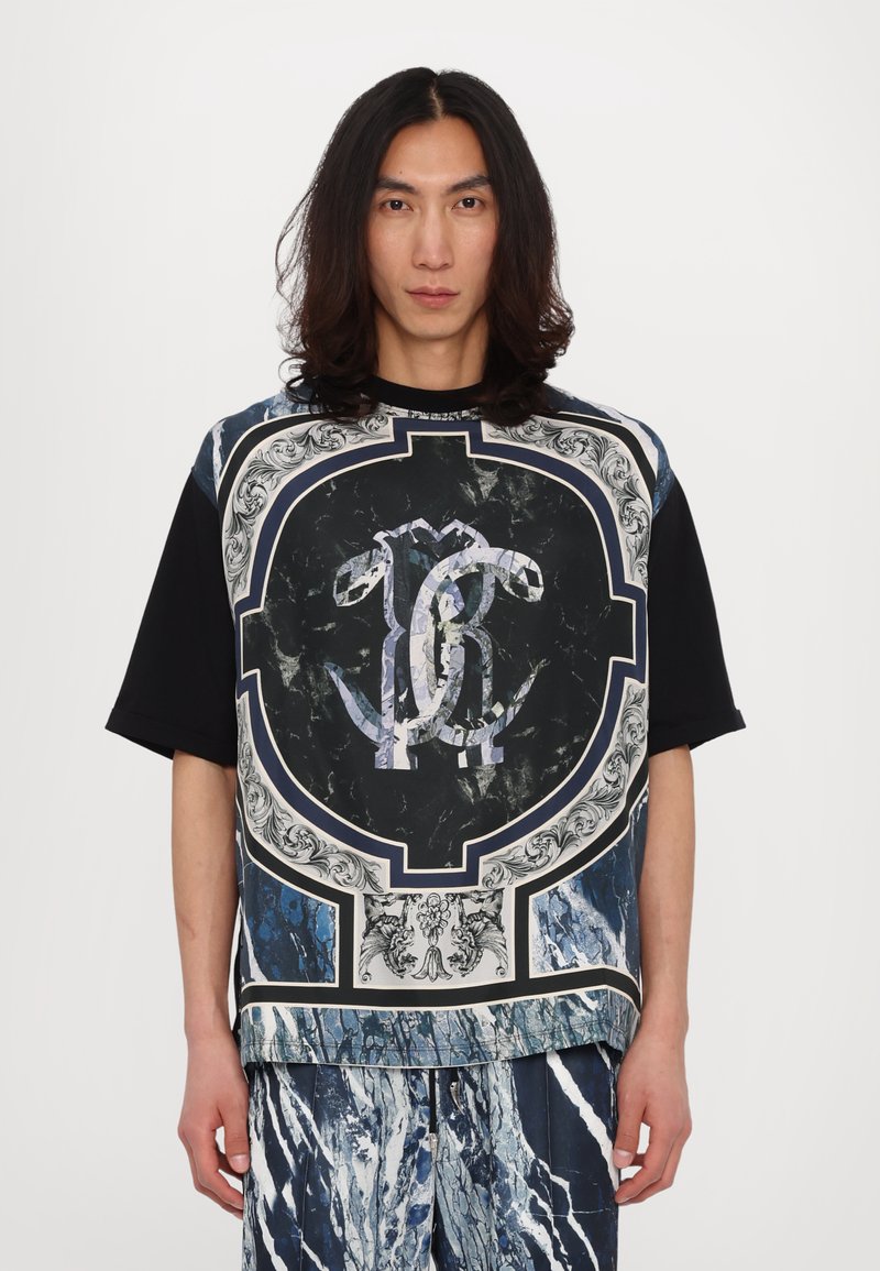 Roberto Cavalli MARBLE COOL FIT TEE - Apdrukāts T-krekls - blue
