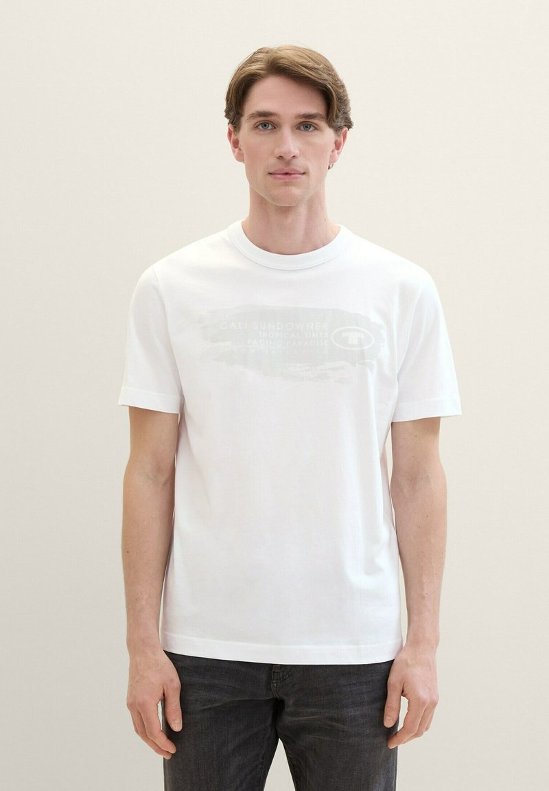 TOM TAILOR MIT TEXT - T-shirt imprimé - white