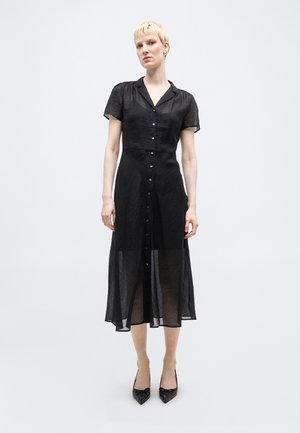 SHEER MIDI SHIRTDRESS SET - Φόρεμα πουκάμισο - true black