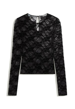 Bershka, LACE LONG SLEEVE T-SHIRT - Blouse - black