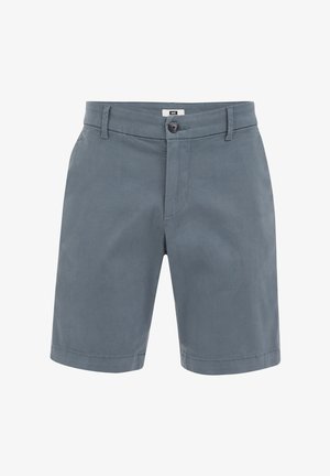 Szürke pamut rövidnadrág lapos elülső résszel, egysoros gombbal és oldalsó zsebekkel. Tiszta varratokkal és klasszikus fazonnal rendelkezik.