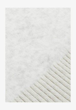 Soft white wool fabric with a textured finish, featuring a ribbed edge and a fuzzy, slightly fluffy appearance.
