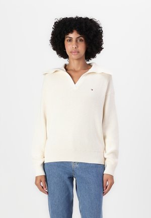 STITCH OPEN POLO - Strickpullover - ivory petal