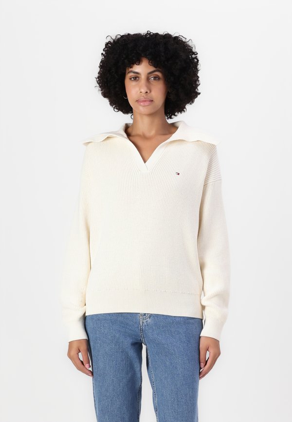 STITCH OPEN POLO - Jumper - ivory petal