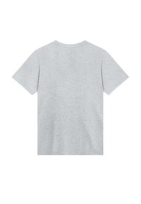 Grijze katoenen t-shirt met korte mouwen en een ronde halslijn. Soepele textuur en geen zichtbare patronen of accentstukken. Achteraanzicht weergegeven.