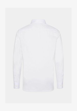 Witte longsleeve shirt met een klassieke kraag, knoopmanchetten en een soepele textuur. Geen zichtbare patronen of ontwerpen op de achterkant.
