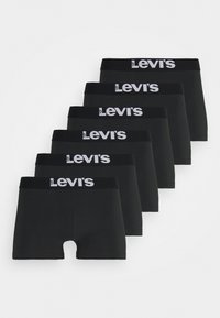 Schwarzes Boxershorts-Set, bestehend aus sechs Paar mit elastischem Levi's-Logo-Gummibund. Glattes Material, mittlere Oberschenkel-Länge und einheitliches Design.