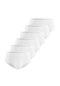 Weiße Baumwollunterhosen im Fünferpack, mit einer glatten Oberfläche, elastischem Bund und klassischem Schnitt für vollständige Abdeckung.