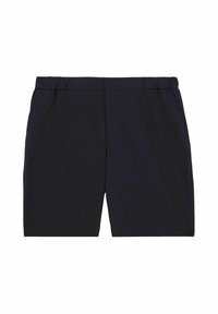 Shorts bleumarin dintr-un material elastic, cu un elastic la talie, buzunare laterale și un design simplu și curat.