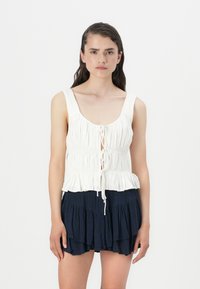 Abercrombie & Fitch - BARE RUCHED TIE FRONT - Top - white Thumbnail Image 1