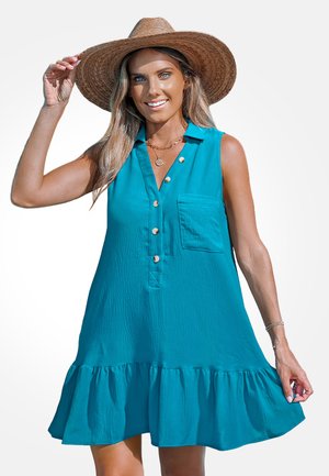 Cupshe, EFFORTLESSLY CHIC BUTTON-DOWN DRESS - Abito a camicia - blue-grey