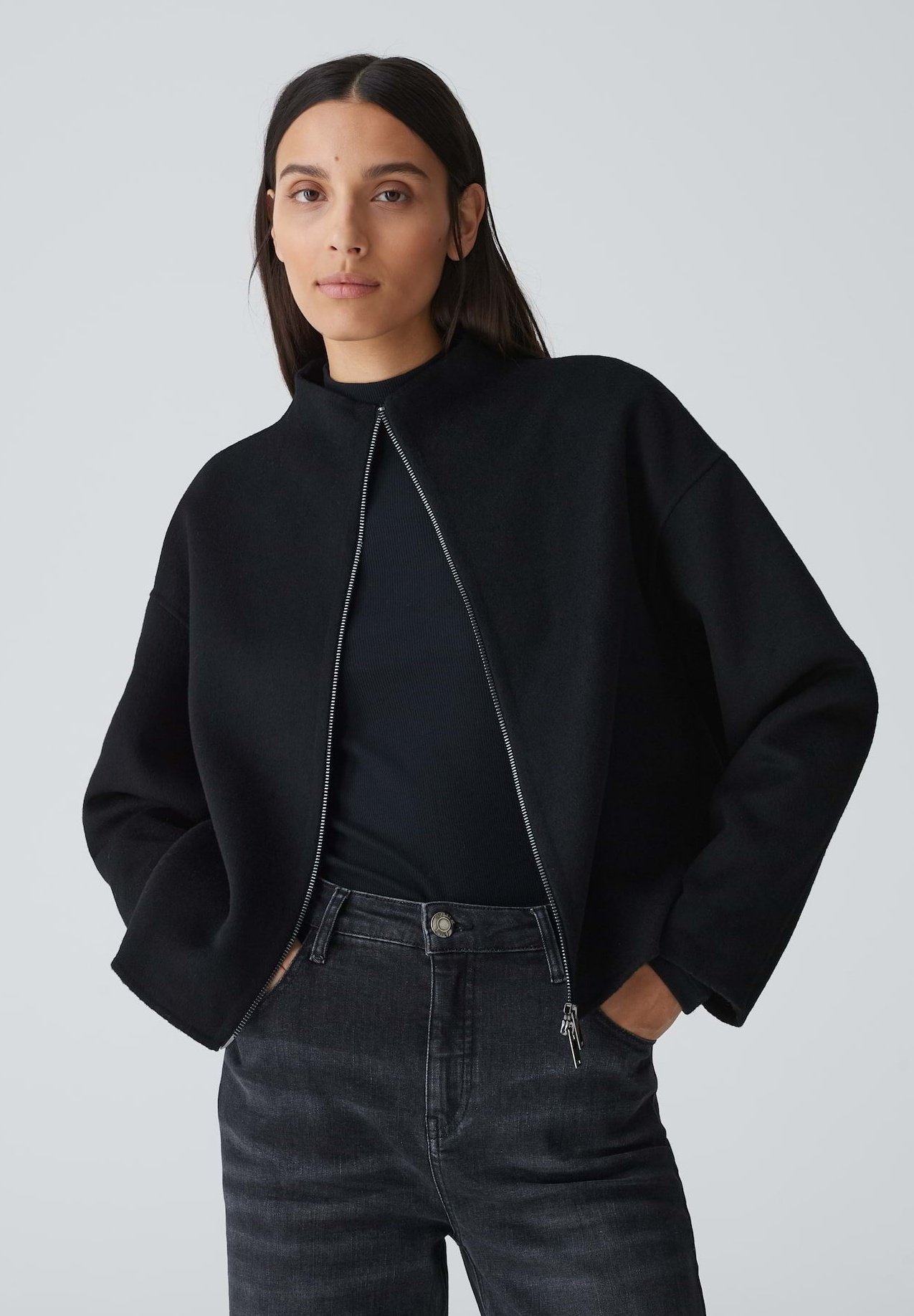 OPUS Damen Cabanjacke HILNA – Oversize Aus Weichem Wollmix, Lässig, Für Herbst & Übergang