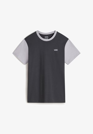 Kortærmet T-shirt i mørkegrå med lysegrå accenter. Lavet af bomuld, med et Vans-logo på brystet. Klassisk crew neck-design.