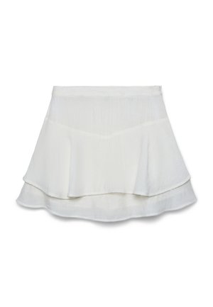 Mini-jupe blanche à volants avec un tissu doux et fluide et une taille ajustée.