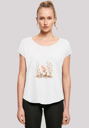 OSTERN KÜKEN EI BLUMEN - Print T-shirt - weiß