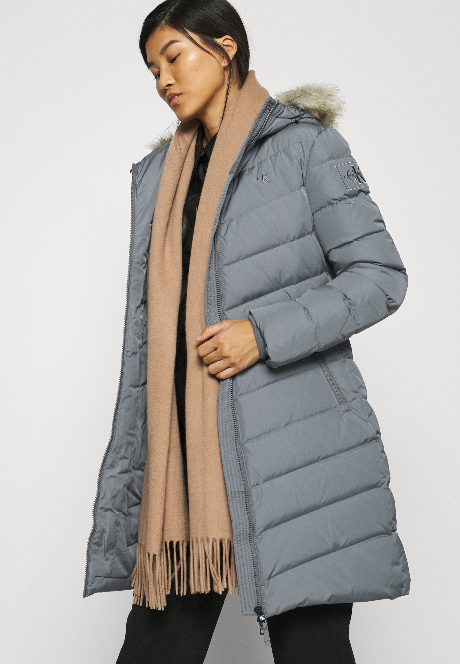 long fitted puffer coat