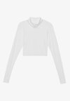 CROPPED HIGH NECK LONG SLEEVE TOP WITH 1/2 ZIP &THUMB HOLES - Majica z dolgimi rokavi - white