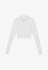 CROPPED HIGH NECK LONG SLEEVE TOP WITH 1/2 ZIP &THUMB HOLES - Top s dlhým rukávom - white