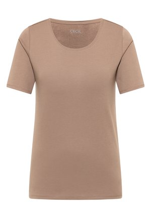 Cecil, BASIC T-SHIRT WITH ROUND NECK IN A SOLID COLOR - T-shirts basic - braun