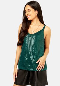 GINI LONDON SEQUIN V NECK CAMI - Top - green
