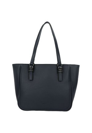 Schwarze, strukturierte Leder-Tote mit doppelten Griffen, ausgestattet mit Hardware-Details in Silber und einem glatten, strukturierten Design.