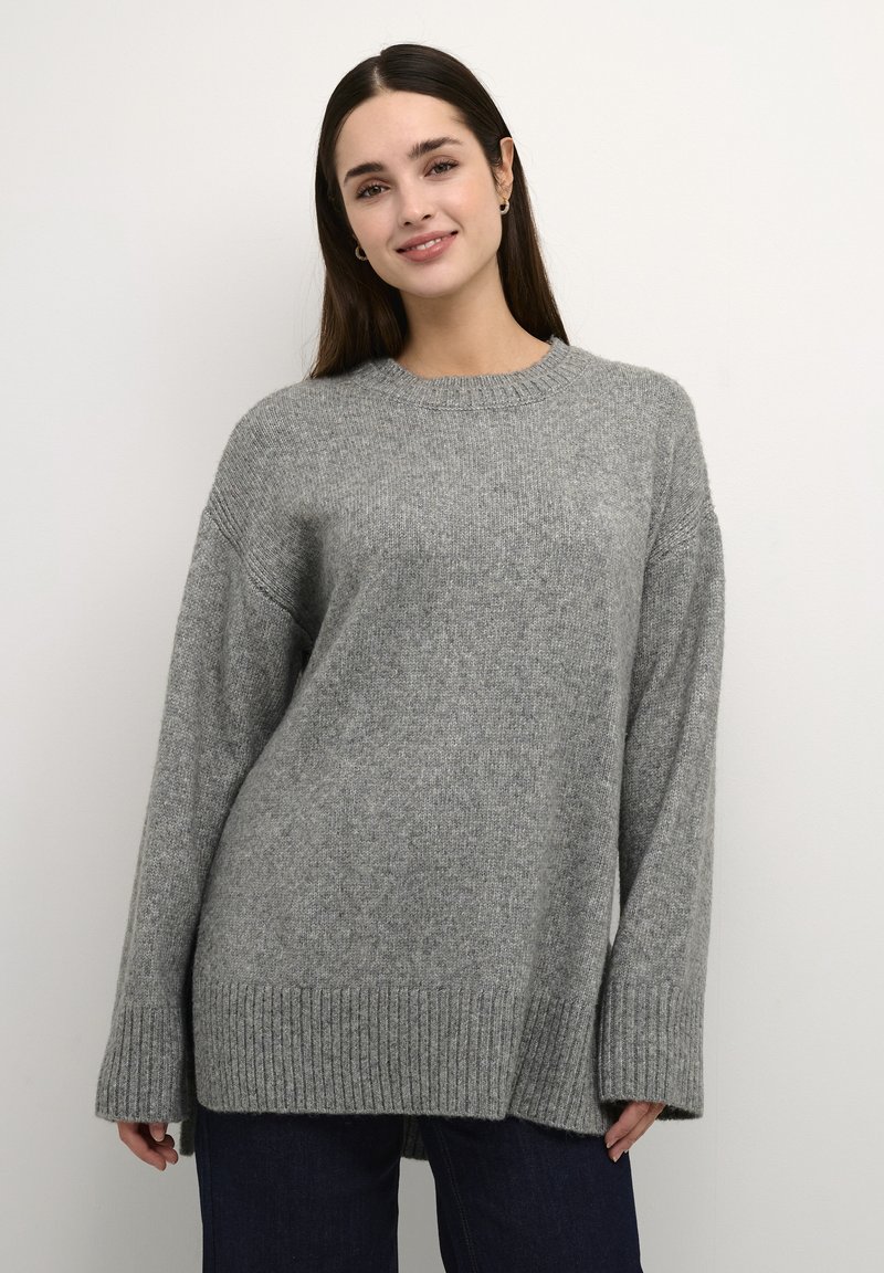 Clara Crew-M Striktrøje - Oat Melange