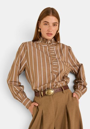 Maison 123, CHEMISIER SALIA BL RAYURE - Button-down blouse - marron fonce